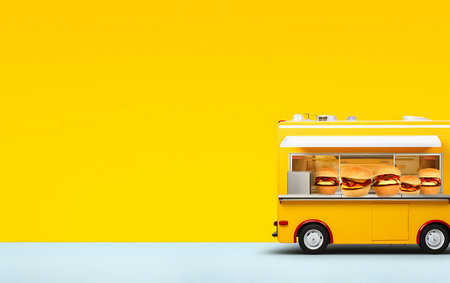 Food truck mock up isolated background.の素材