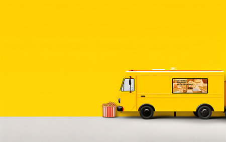 Food truck mock up isolated background.の素材