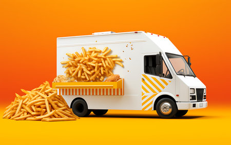 Food truck mock up isolated background.の素材