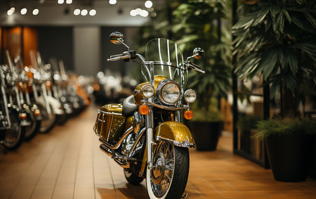 Modern powerful sports motorcycle dark background.の素材