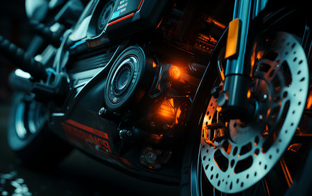 Modern powerful sports motorcycle dark background.の素材