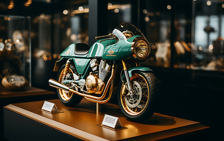 Modern powerful sports motorcycle dark background.の素材