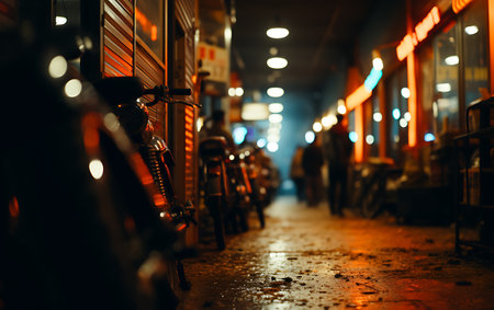 Modern powerful sports motorcycle dark background.の素材