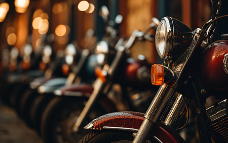 Modern powerful sports motorcycle dark background.の素材