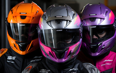 Racing mortorbike neon light backgroud. Race mortorcycle fast transportation.の素材