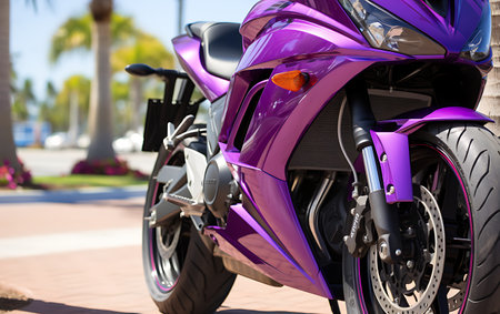 Racing speed futuristic motorcycle in the city at night.の素材