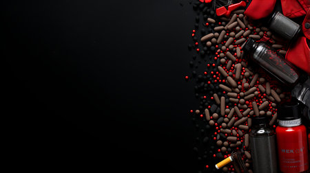 Workout Fitness equipments background with copy space for textの素材