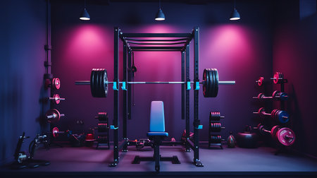 Workout Fitness equipments background with copy space for textの素材