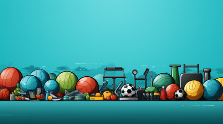 Workout Fitness equipments background with copy space for textの素材