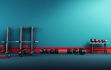 Workout Fitness equipments background with copy space for textの素材