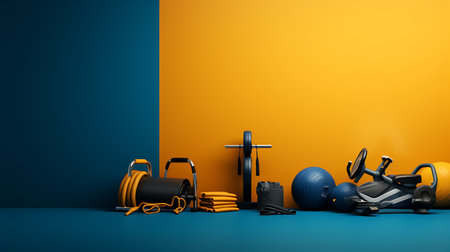 Workout Fitness equipments background with copy space for textの素材
