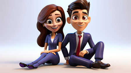 Young business people with a confident pose, 3d digitally rendered illustrationの素材