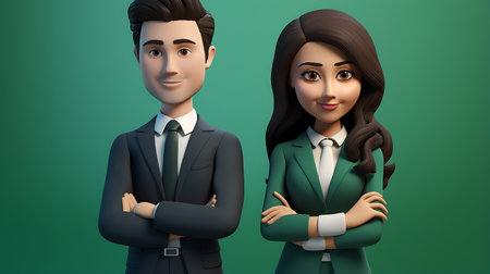 Young business people with a confident pose, 3d digitally rendered illustrationの素材