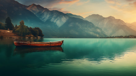 Boat on lake Bled beautiful summer landscape.の素材