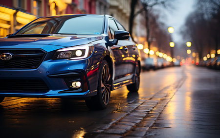 Colorful supercar on neon highway backgroundの素材