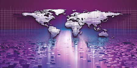 Map of the world on a red background. 3d illustration.の素材