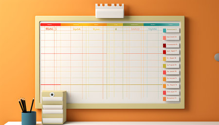 Blank clipboard with pencil on wooden background. Mock up, 3D renderingの素材