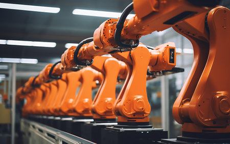 robotic arm working in factory production line, industry 4.0 conceptの素材