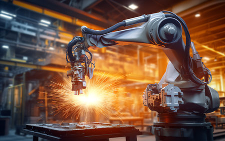 robotic arm working in factory production line, industry 4.0 conceptの素材