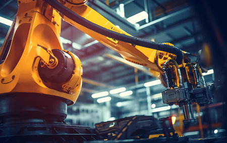 robotic arm working in factory production line, industry 4.0 conceptの素材