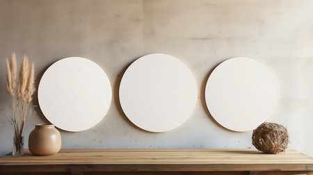 Modern living room with blank poster mock up frame.の素材