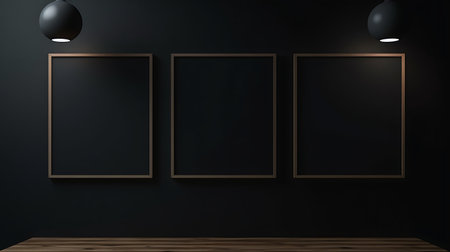 Modern living room with blank poster mock up frame.の素材