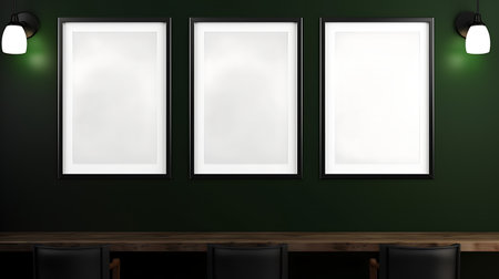 Modern living room with blank poster mock up frame.の素材