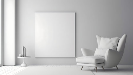 Modern living room with blank poster mock up frame.の素材