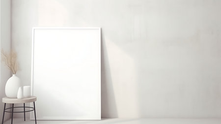 Modern living room with blank poster mock up frame.の素材