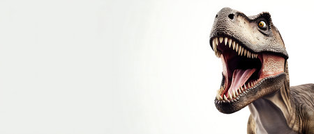 dinosaur head on white background with copy space. 3d renderingの素材