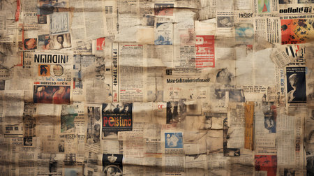 Newspaper grunge background with old newspapers. Vintage style.の素材