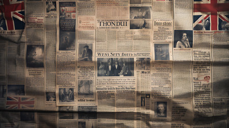 Old paper newpaper collage with grunge textures and stains. Can be used as backgroundの素材