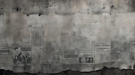 Old paper newpaper collage with grunge textures and stains. Can be used as backgroundの素材