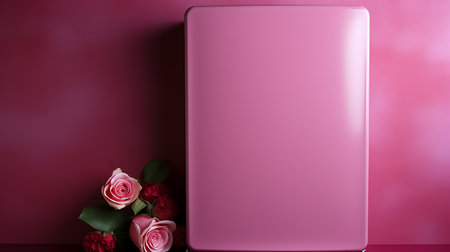 Blank Modern Refrigerator mockup in front of a wallの素材