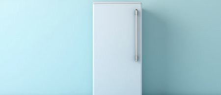Blank Modern Refrigerator mockup in front of a wallの素材
