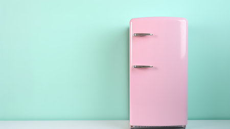 Blank Modern Refrigerator mockup in front of a wallの素材