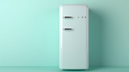 Blank Modern Refrigerator mockup in front of a wallの素材