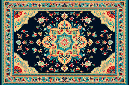 Traditional ornamental floral paisley bandanna. You can use this pattern in the design of carpet, shawl, pillow, cushionの素材