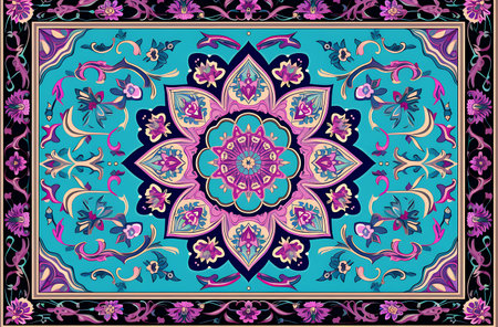 Traditional ornamental floral paisley bandanna. You can use this pattern in the design of carpet, shawl, pillow, cushionの素材
