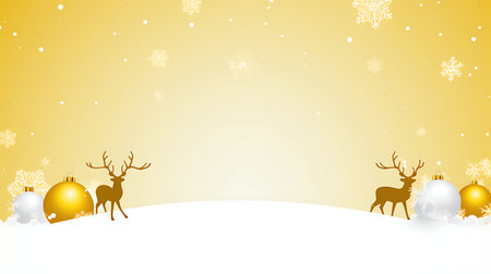 Christmas background with deer and snowflakes. Vector greeting card.の素材