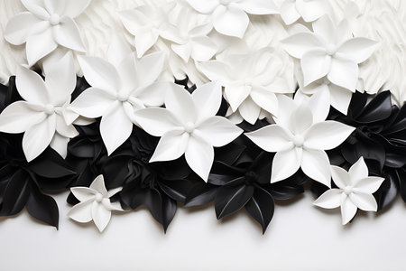 Beautiful blooming blossoms branches background, top view. Space for textの素材
