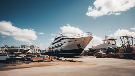 Luxury yachts and motor boats in the port.の素材