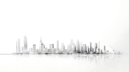 abstract skyline of the city on a white background. 3d renderingの素材