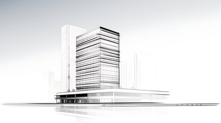 sketch design of business center,3d render on white backgroundの素材
