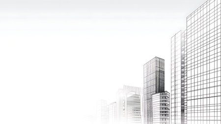 abstract modern architecture on a white background, 3d render illustrationの素材