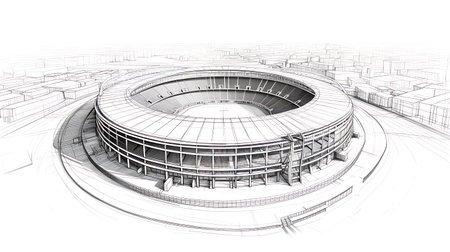sketch of a stadium, 3d render on white backgroundの素材