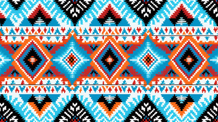 Geometric ethnic pattern traditional Design for background,carpet,wallpaper,clothing,wrapping,Batik,fabric,Vector illustration embroidery style.の素材