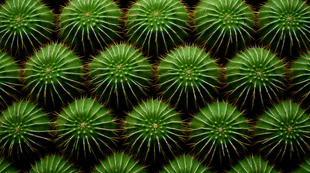 Green cactus pattern texture background. Close up of cacti.の素材