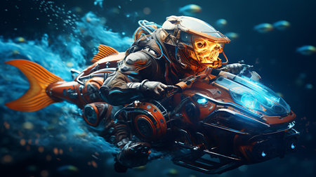 Astronaut in deep space. 3D rendering. Fantasy.の素材