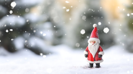 Santa Claus toy in the snow, Christmas and New Year concept.の素材